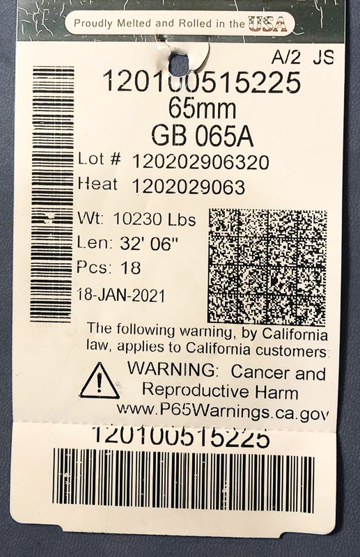PSL1100 bar code tags after heat exposure
