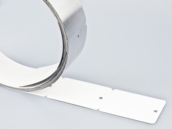 coil of laser printable high-temperature metal tags