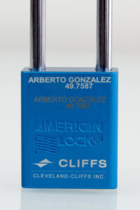 Steel Lock Laser Engraved With Employee Name And Phone Number