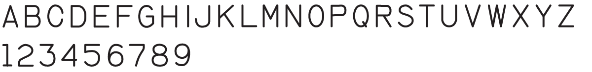 letras y números en fuente gótica estándar