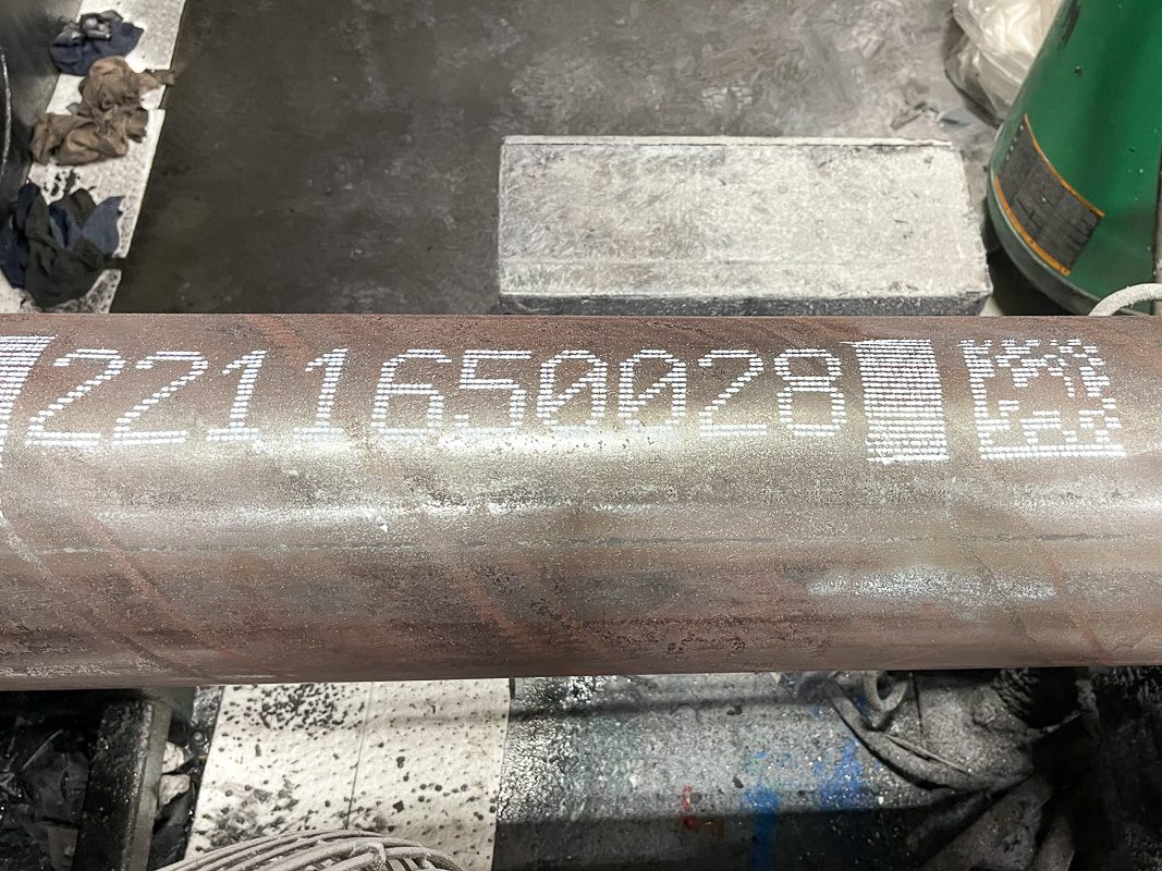 2D data matrix codes printed on steel pipe