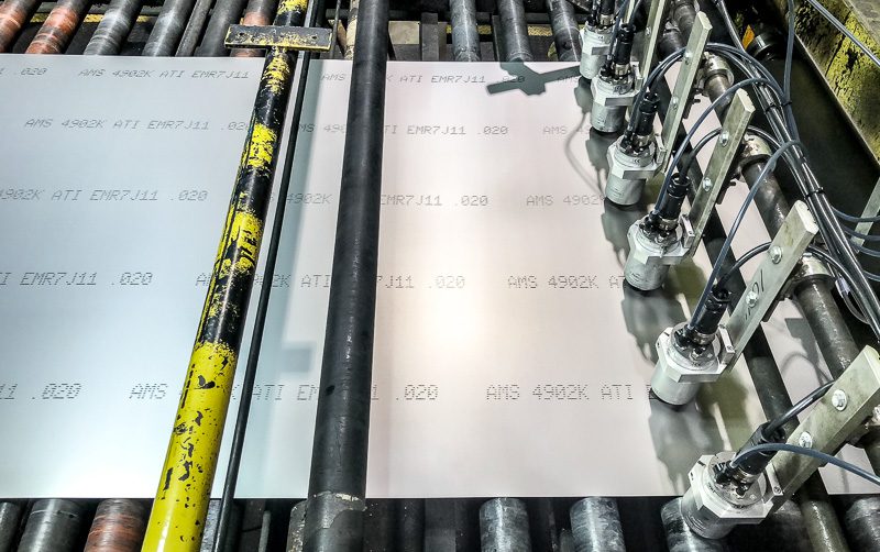 ink jet marking on metal plate processing line