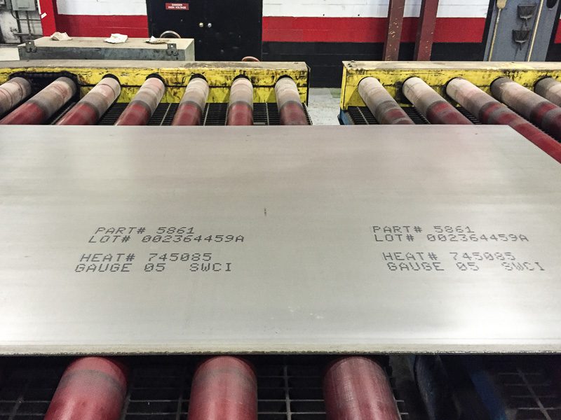 ink jet printing on steel plate cut-to-length line