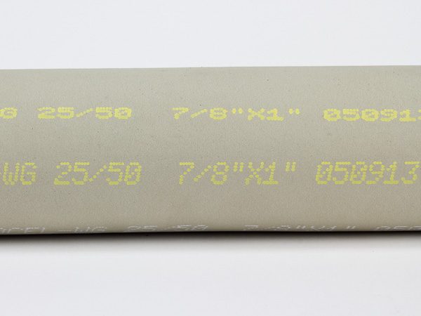 yellow printing on foam pipe insulation