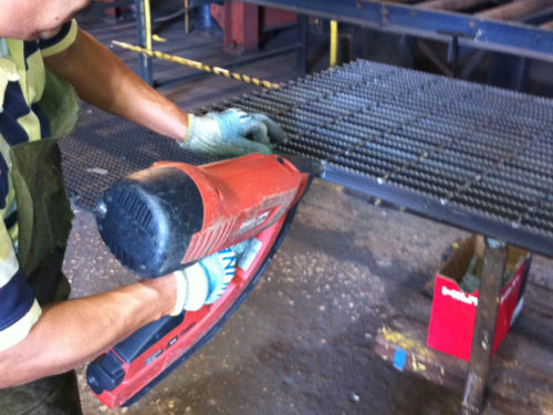 Attaching Tags To Metal Grating With Hilti Low Profile Fasteners