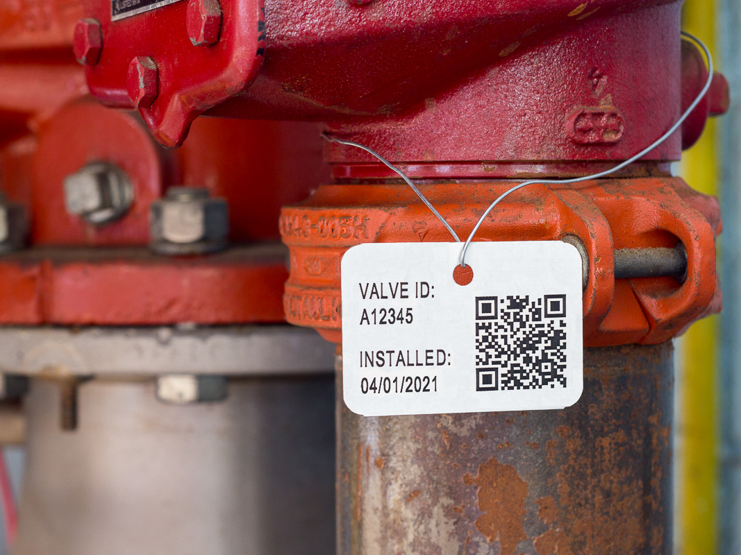 metal valve ID tag with QR code