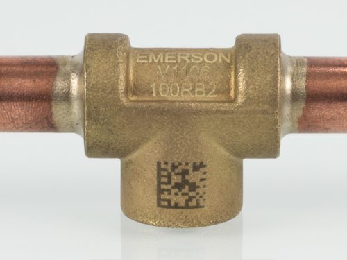 Fiber Laser Marking On Brass Valve, Text And 2D Data Matrix Code