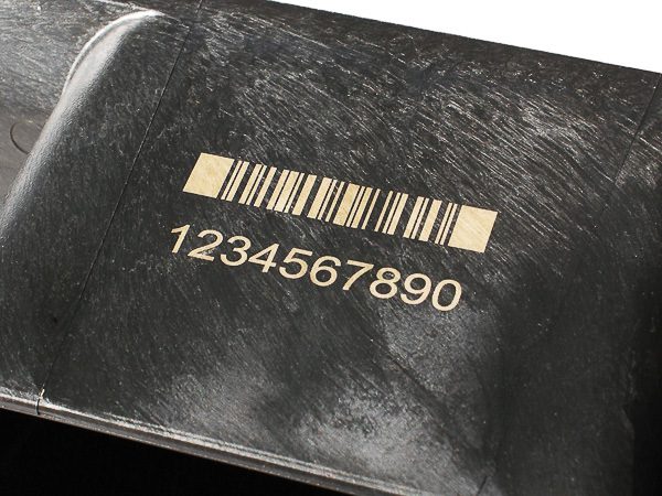 high contrast laser marked bar code on plastic