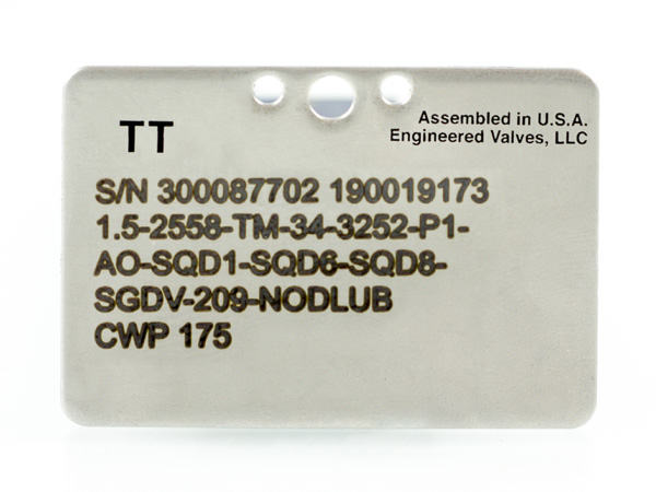 laser marked serial plate